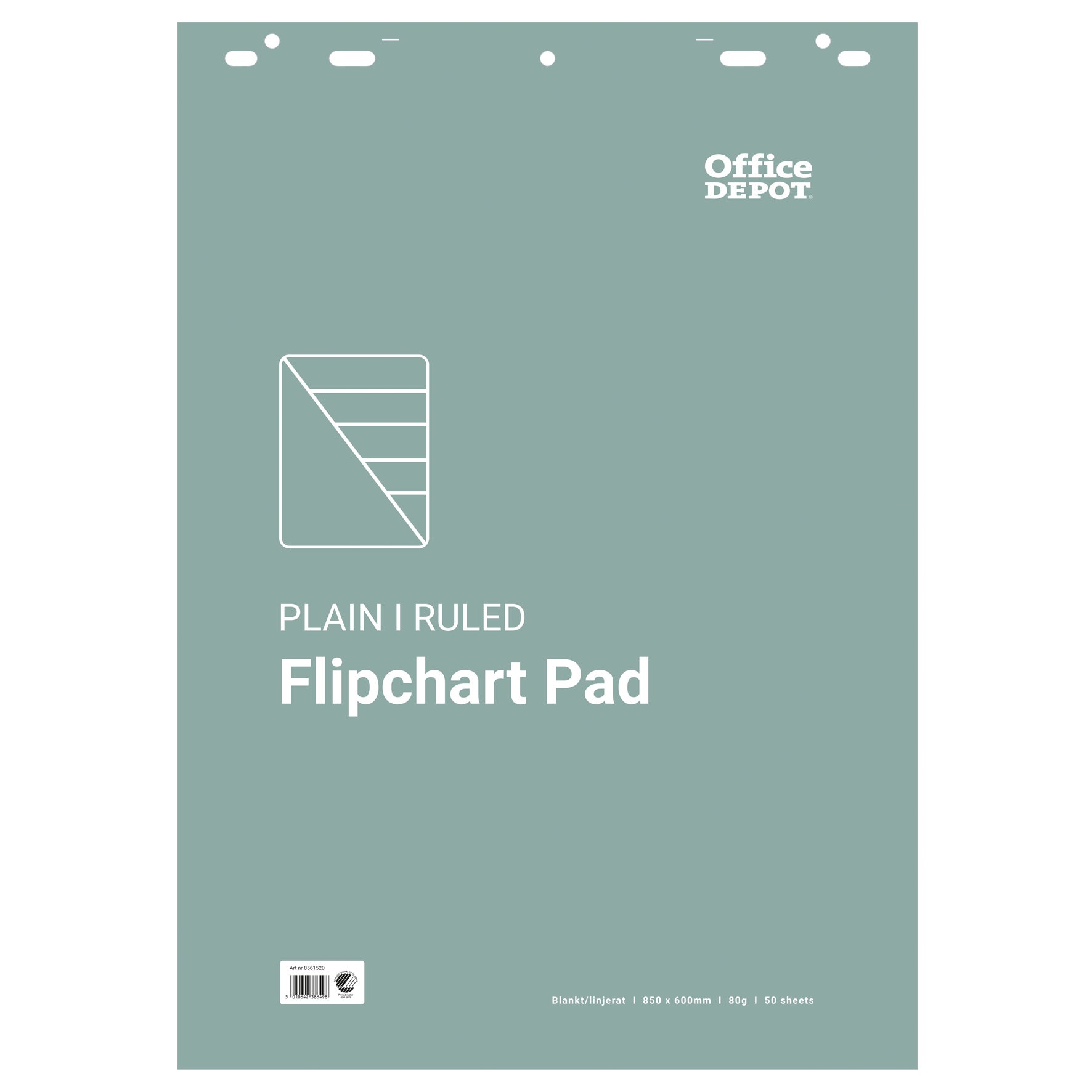 Blädderblock Office Depot 600 x 850 mm linjerad/olinjerad 50 blad/block