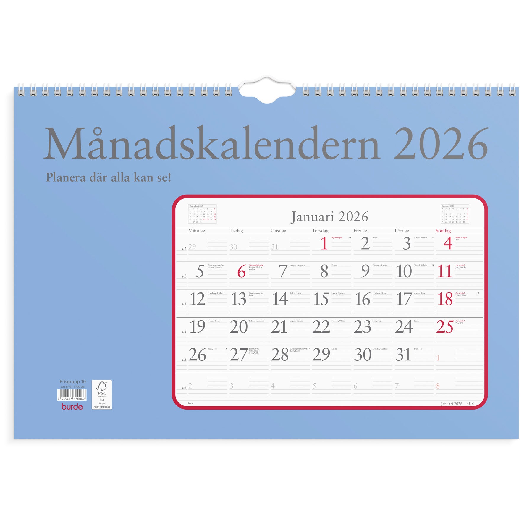 Månadskalendern vägg 2026