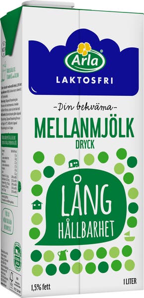 H-Mjölk Arla Mellanmjölk 1,5% laktosfri 1 liter Lång Hållbarhet