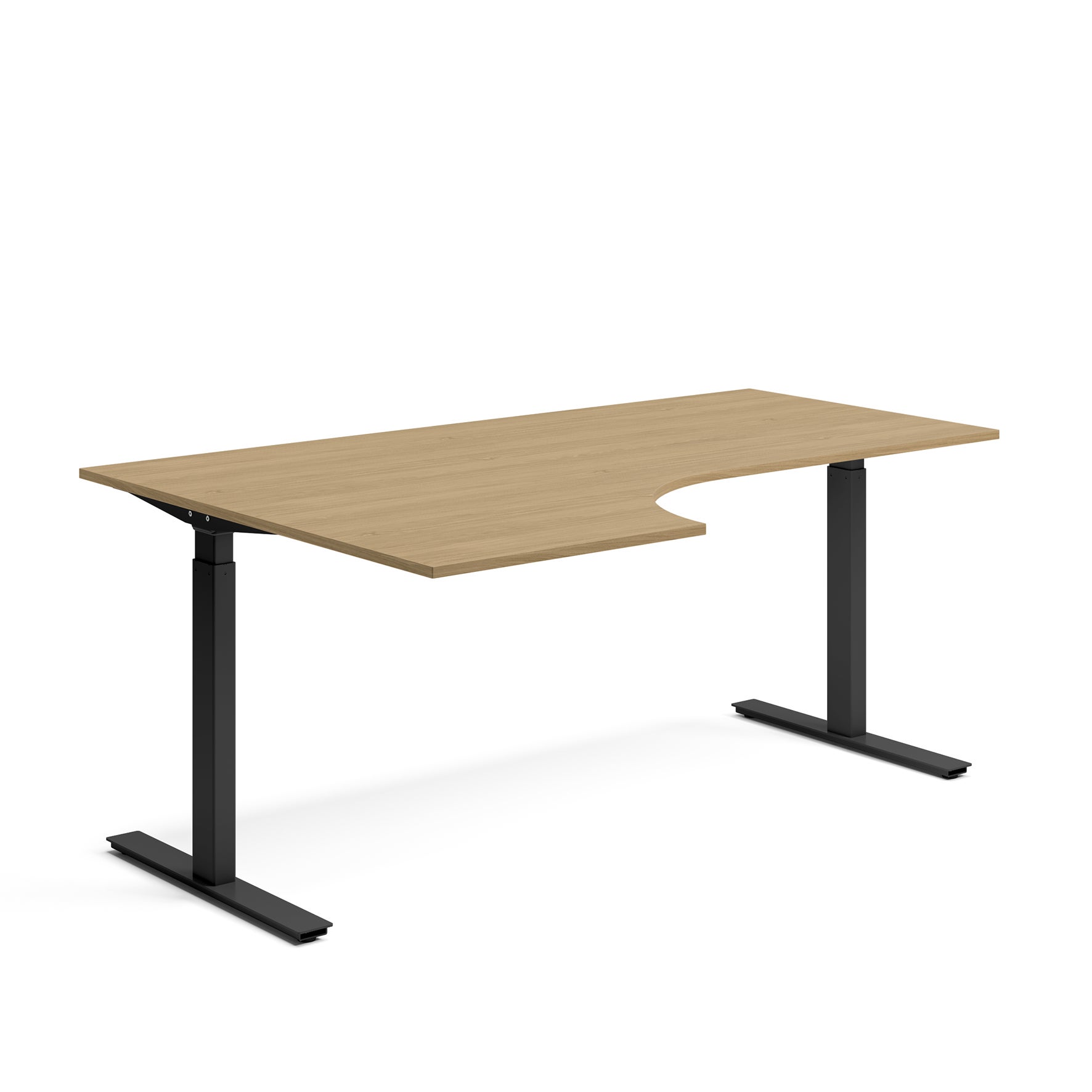 Vänstersvängt skrivbord Ergofunk Smart 800x1800x1200x600 mm Svart underrede