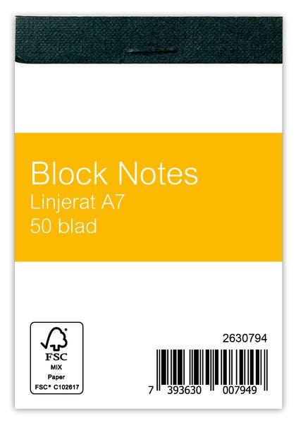 Blocknotes A7 50blad linjerat