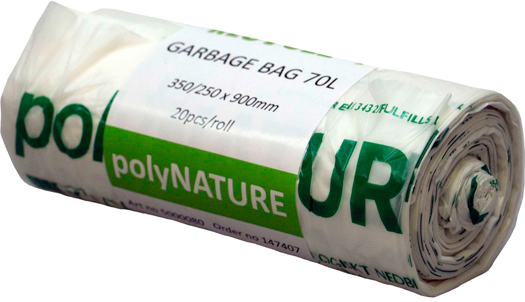 Sopsäck Polynature 70 liter vit 20 st/fp