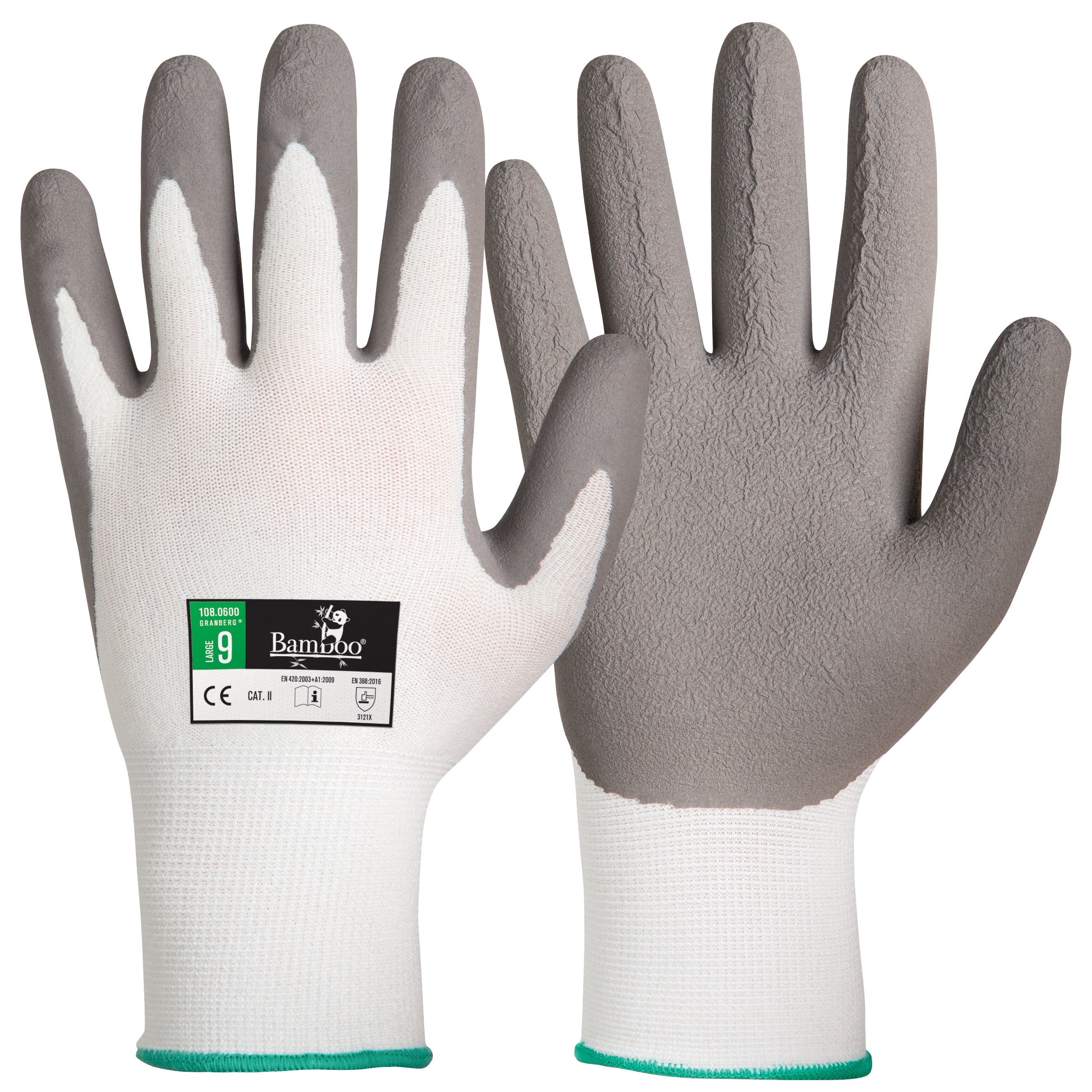 Montagehandske 0600 Bambu/Latex vit/grå