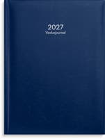 Veckojournal 2027 blått konstläder Burde