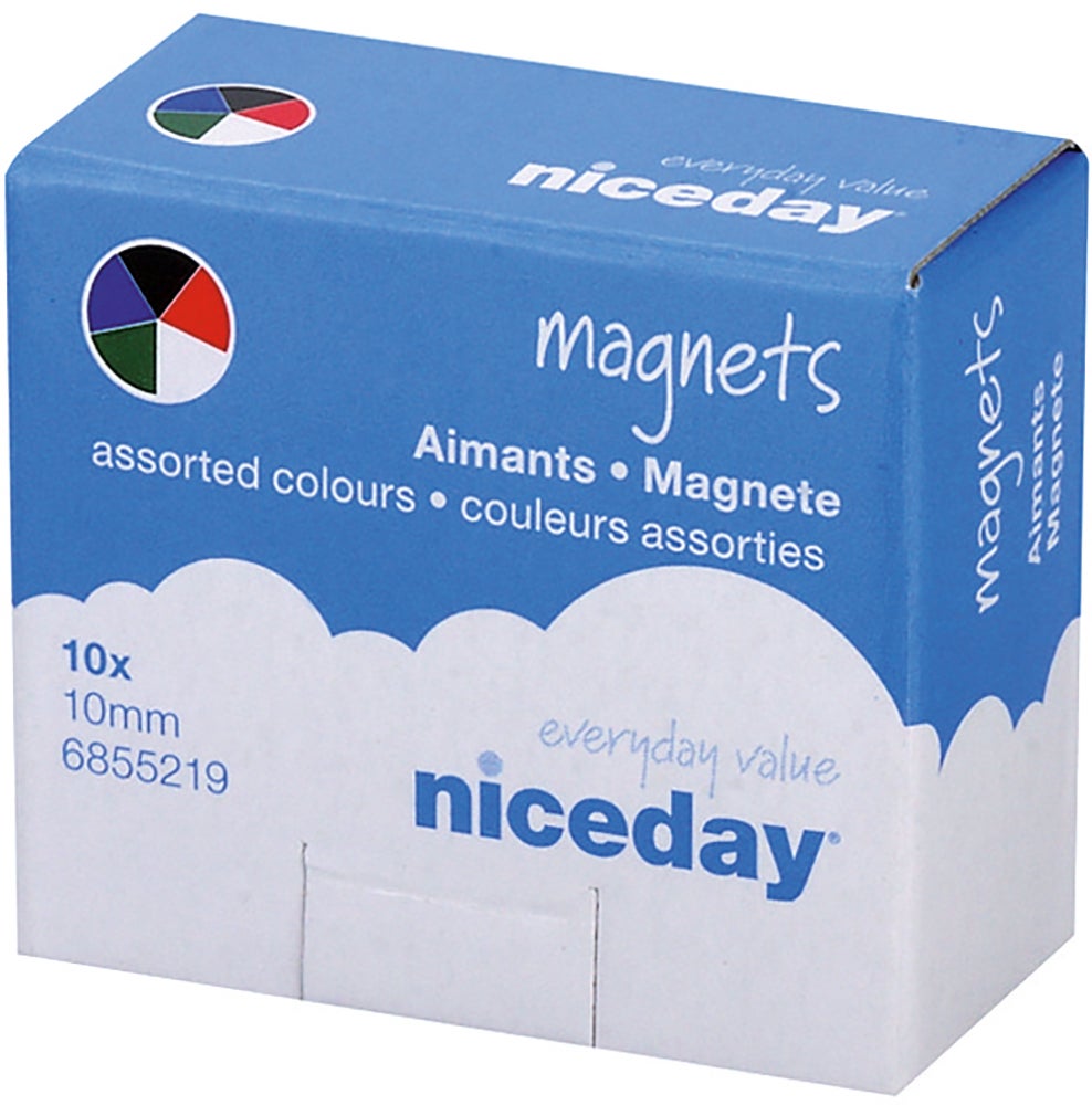 Magnet rund 10 mm sorterade färger 10 st/fp