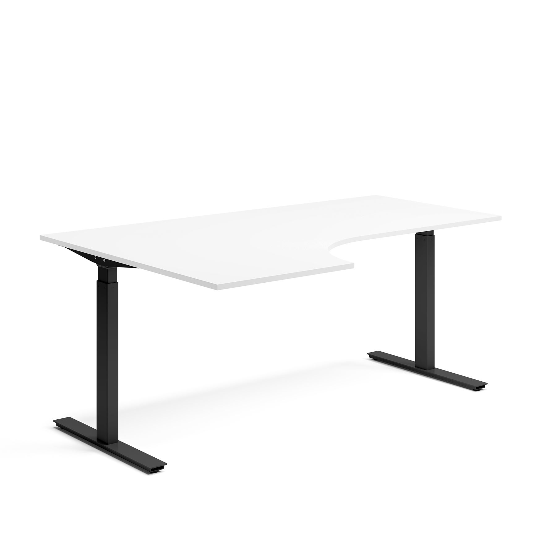 Vänstersvängt skrivbord Ergofunk Smart 800x1800x1200x600 mm Svart underrede