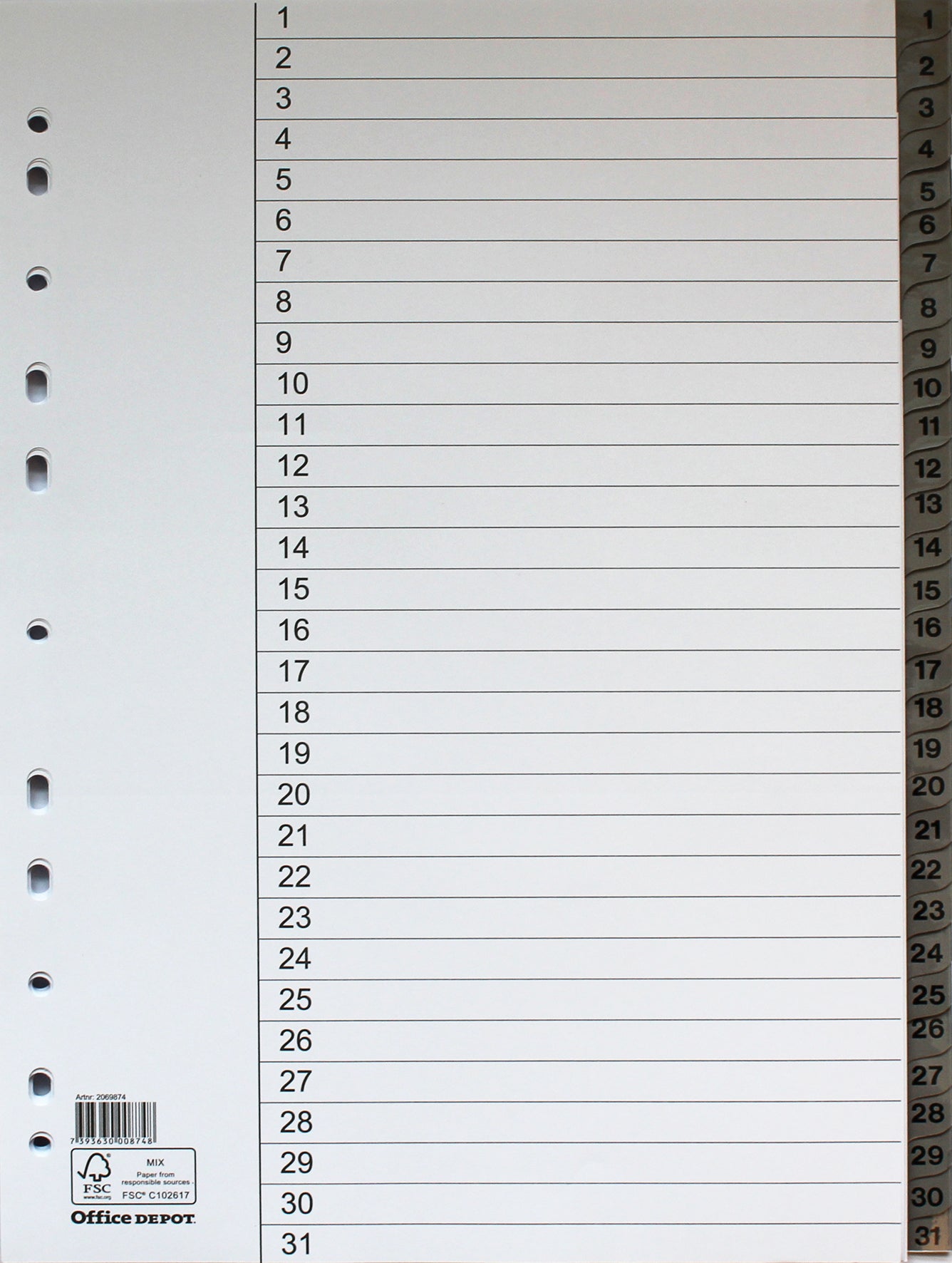 Register flikförstärkt A4 1-31