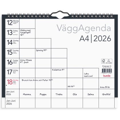 Väggkalender agenda 2026 A4