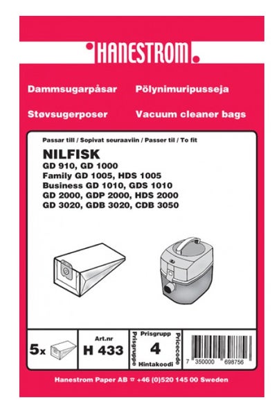 Dammpåse Nilfisk VP300 5 st/fp