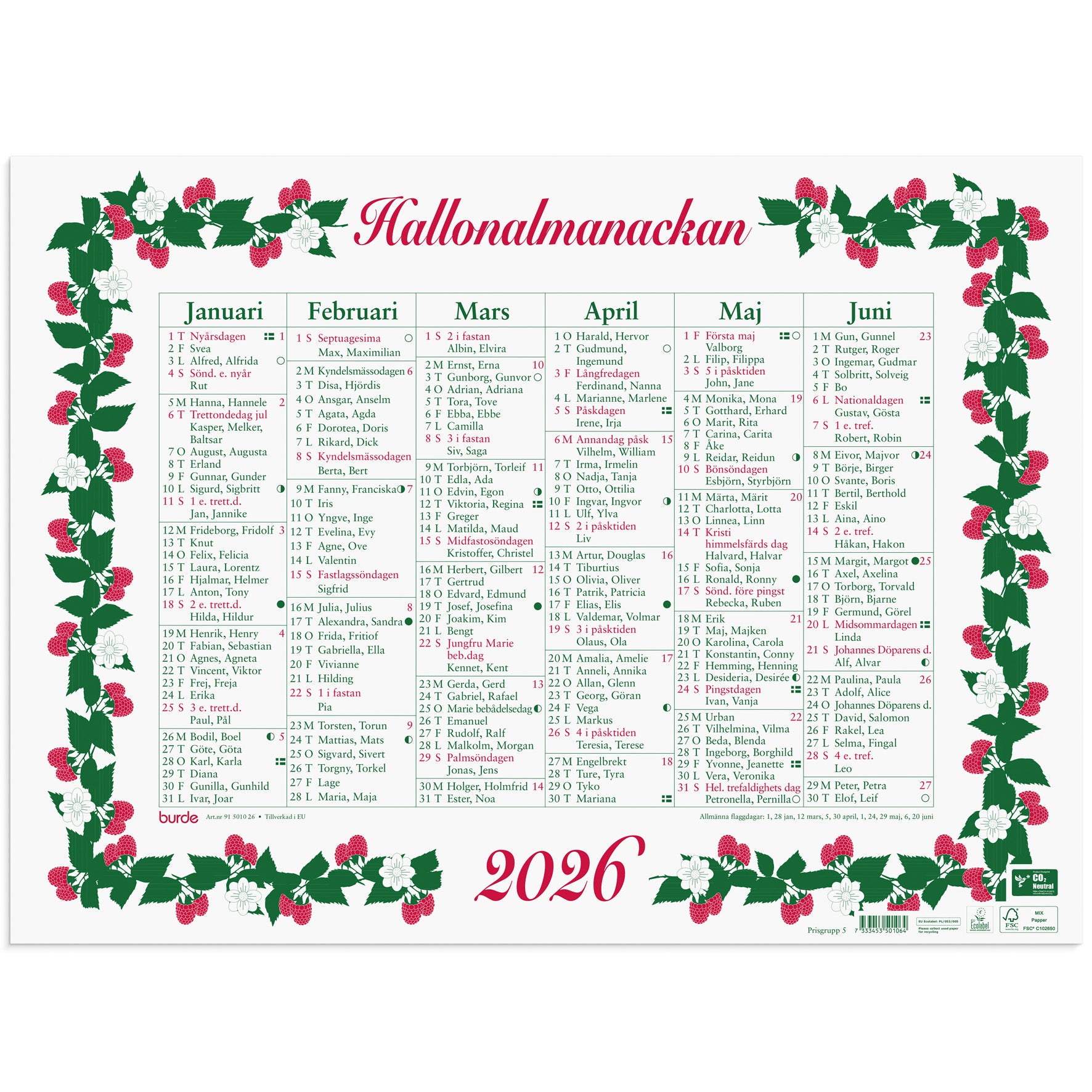 Kalender Stora Hallonalmanackan 2026