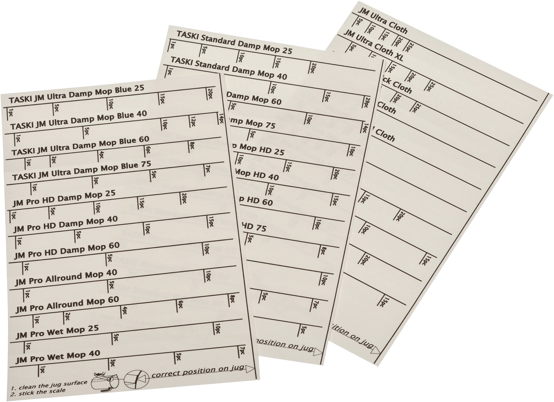 Etikett extra till TASKI måttkanna