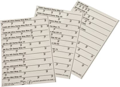 Etikett extra till TASKI måttkanna