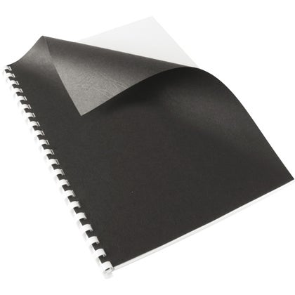 Kartongomslag A4 svart läderstruktur 100 st/fp