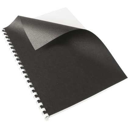 Kartongomslag A4 svart läderstruktur 100 st/fp