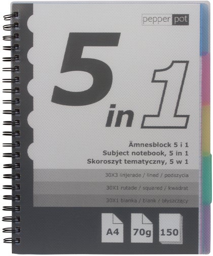 Ämnesblock 5flikar 150blad