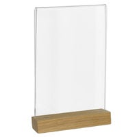 Akrylskylt med träfot A5 stående