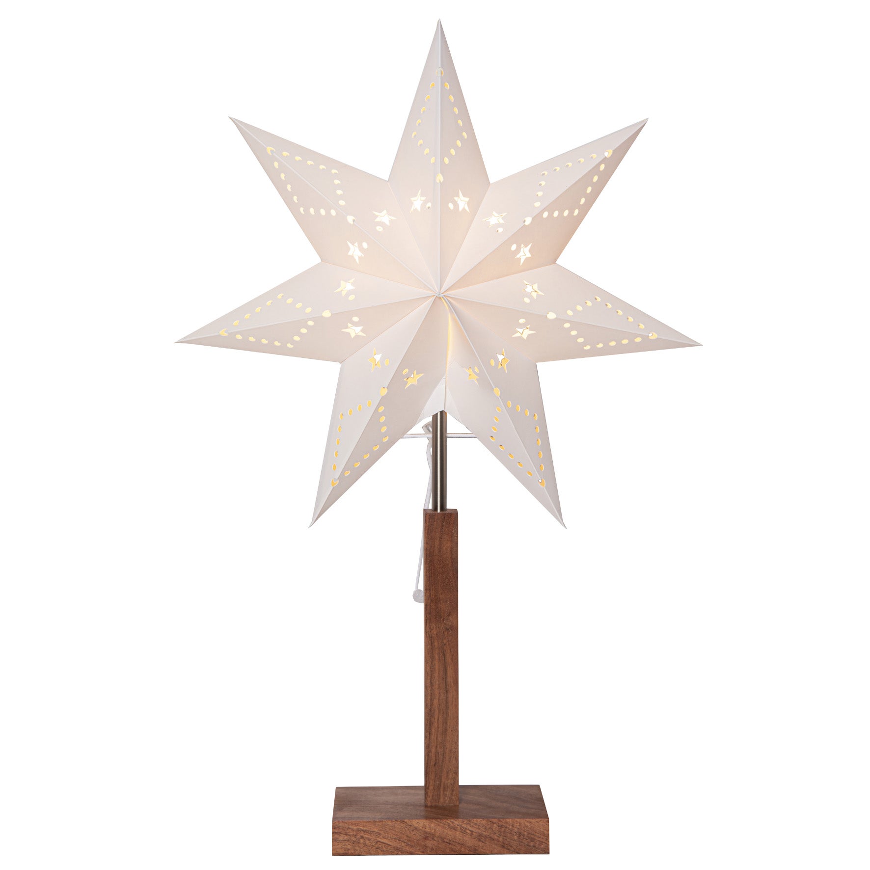 Adventsstjärna på fot Karo 55 cm vit/brun