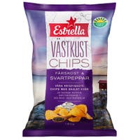 Västkustchips Estrella Färskost & Svartpeppar 10x180 g