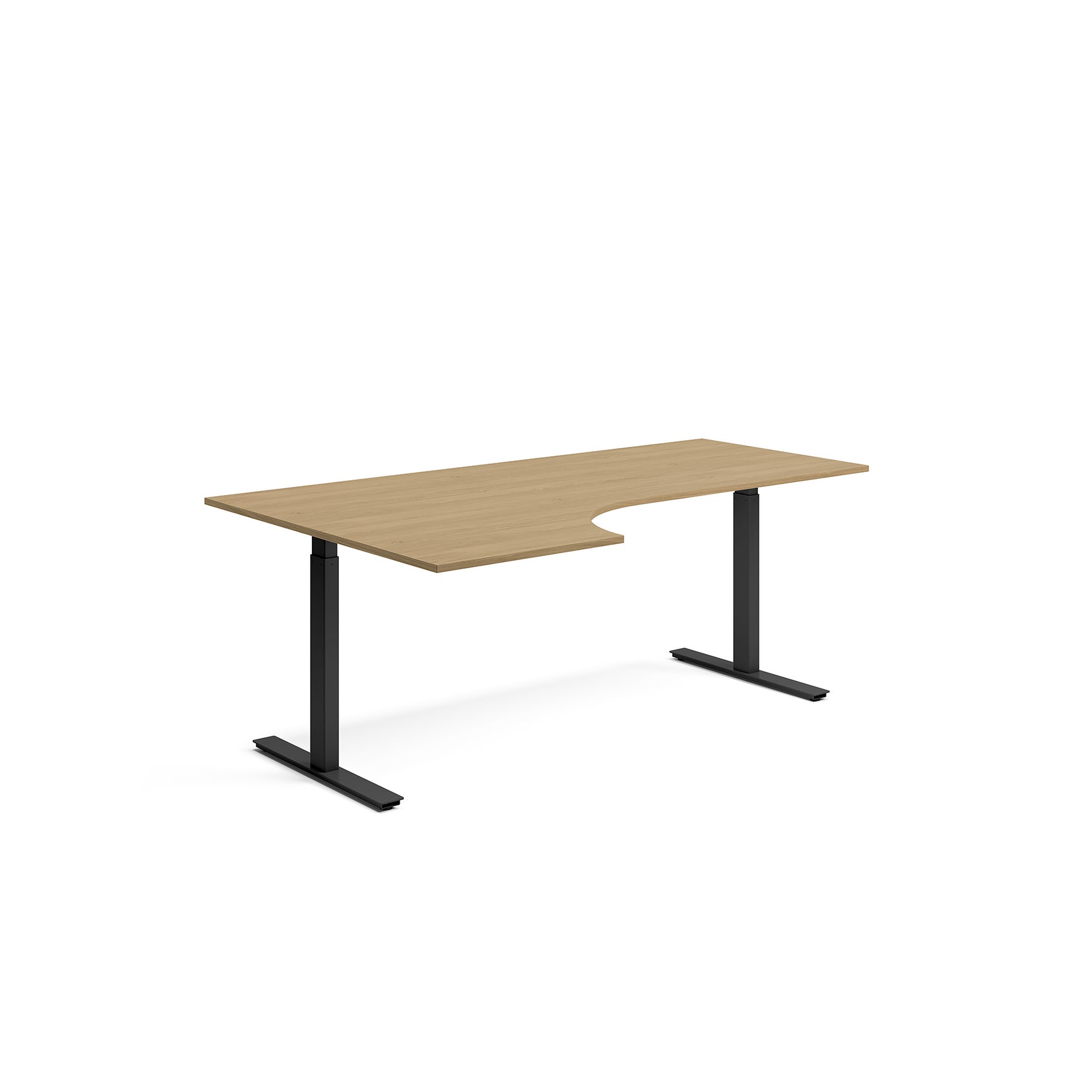 Vänstersvängt skrivbord Ergofunk Smart 800x2000x1200x600 mm Svart underrede