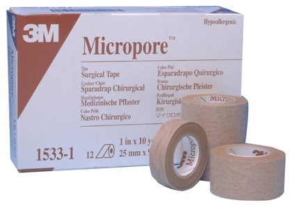 Papperstejp Micropore 2,5 cm x 9,14 meter utan hållare hudfärg