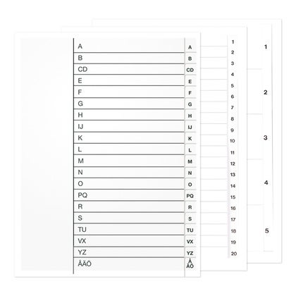 Register i kartong vit A4