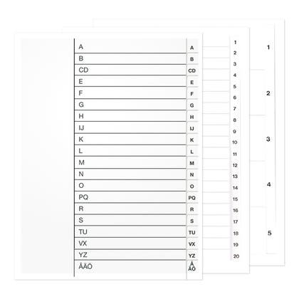Register i kartong vit A4
