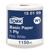 Avtorkningspapper Tork Basic W1 1150 m vit