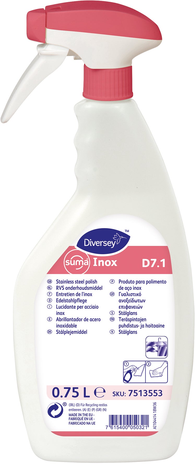 Rengöringsmedel Suma Inox stålglans/rengöring 750 ml