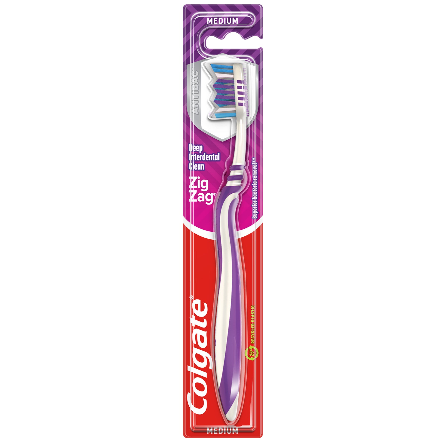 Tandborste Colgate Zig Zag Medium vit/lila