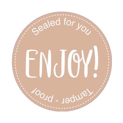 Etiket ENJOY! Ø50 mm brun 500 st/fp