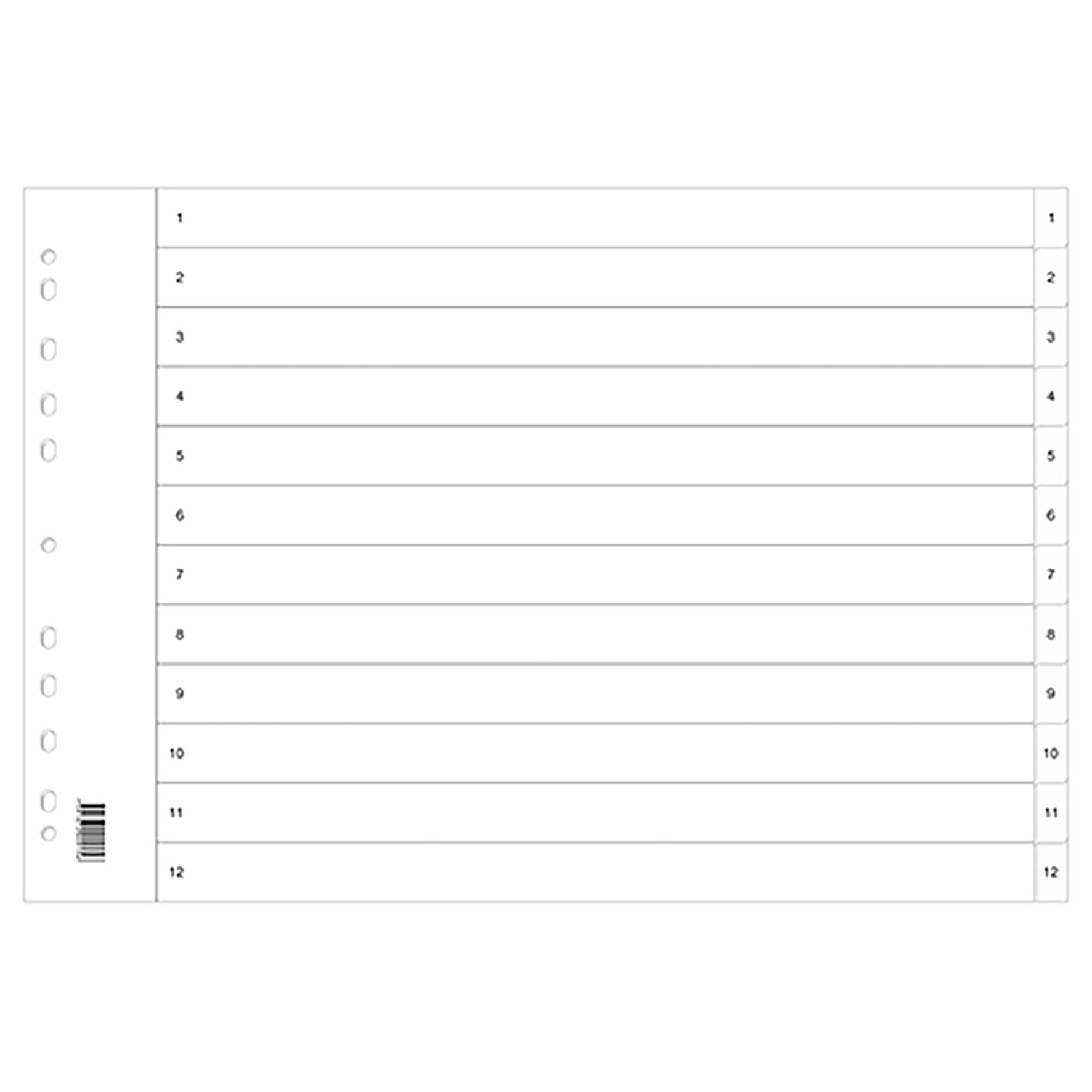 Register A3L vit plast flikar 1-12