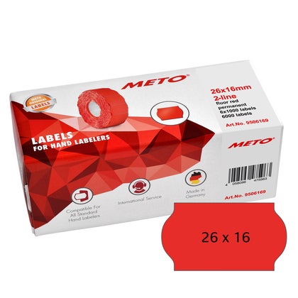 Prismärkningsetikett 26 x 16 mm röd permanent 6 rullar/fp