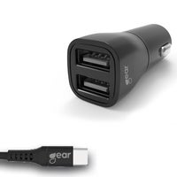 Laddare 12-24V 2xUSB 3.4A Svart USB-C 2.0 Gear