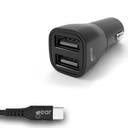 Laddare 12-24V 2xUSB 3.4A Svart USB-C 2.0 Gear