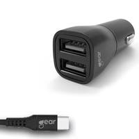 Laddare 12-24V 2xUSB 3.4A Svart USB-C 2.0 Gear