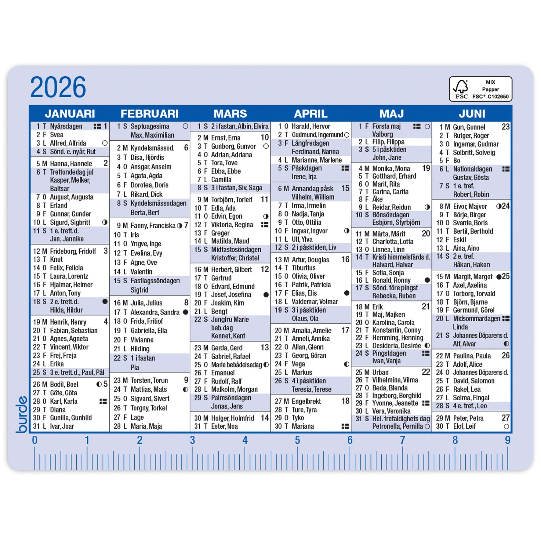 Kalender 2026 Kalenderkort