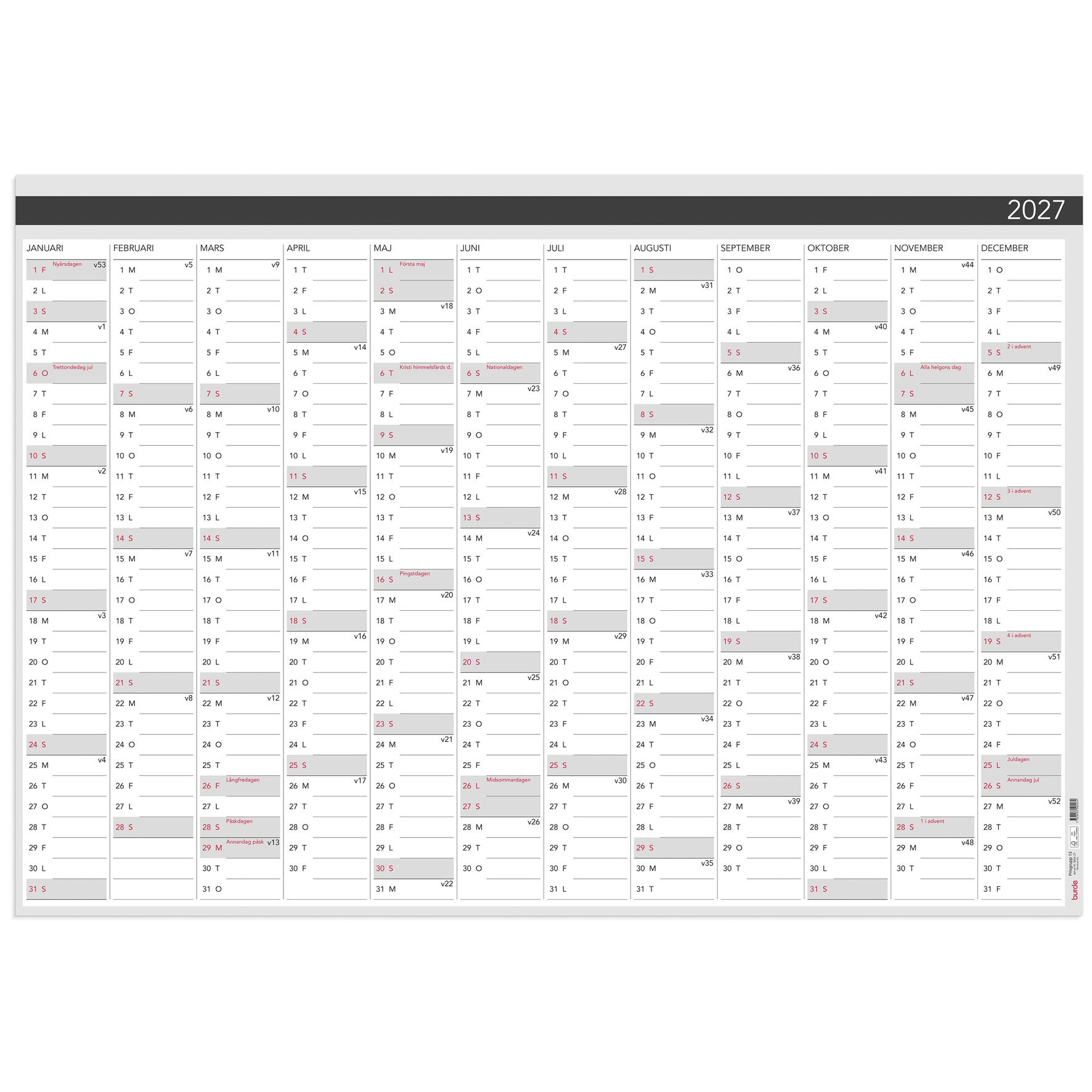 Väggblad Elegant 2027
