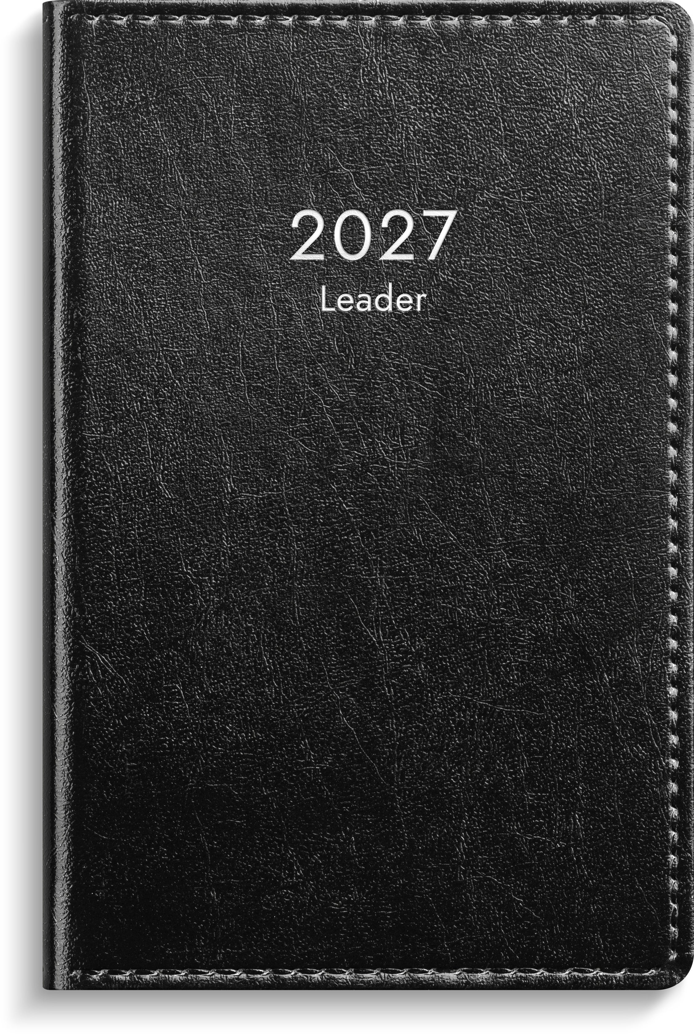 Kalender 2027 Leader svart konstläder Burde