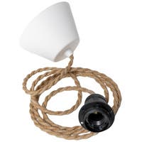 Takupphäng 2 m natur/svart E27 tvinnat linne