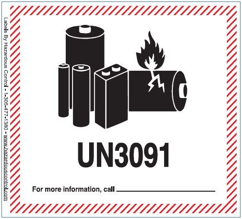 Farligt gods-etiketter UN3091  500 st/rulle