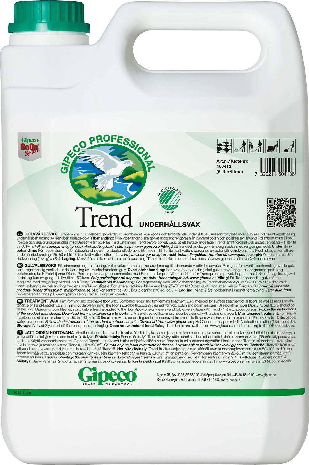 Golvvax- och underhållsvax Trend Gipeco