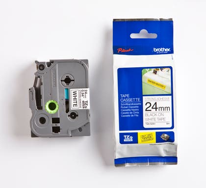 Märkband TZeS251 24 mm x 8 m svart/vit