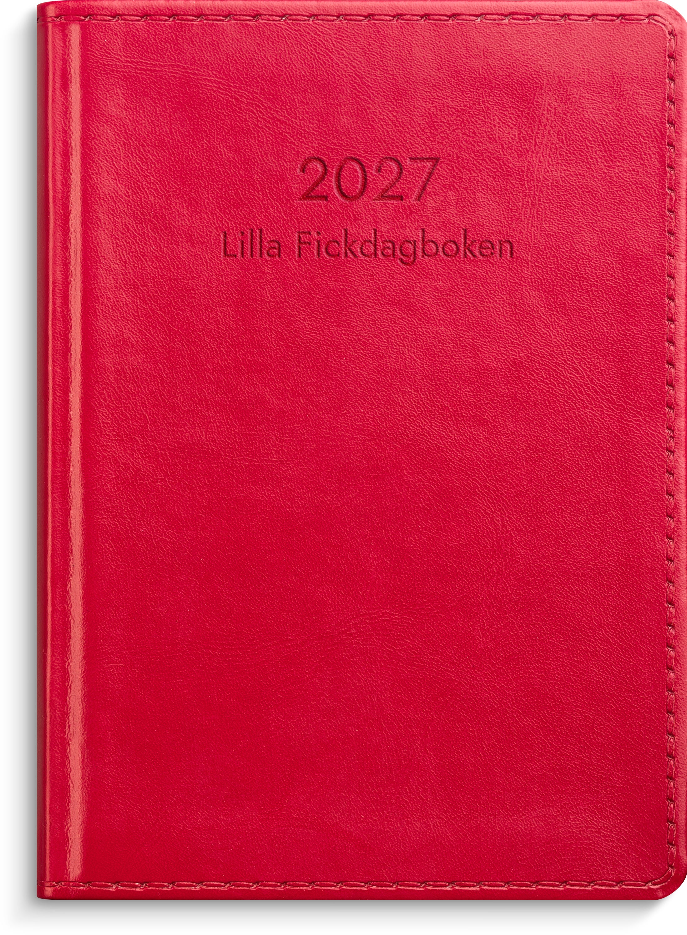 Lilla Fickdagboken 2027 rött konstläder Burde