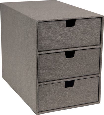 3-lådsbyrå Bigso Ingrid canvas grå