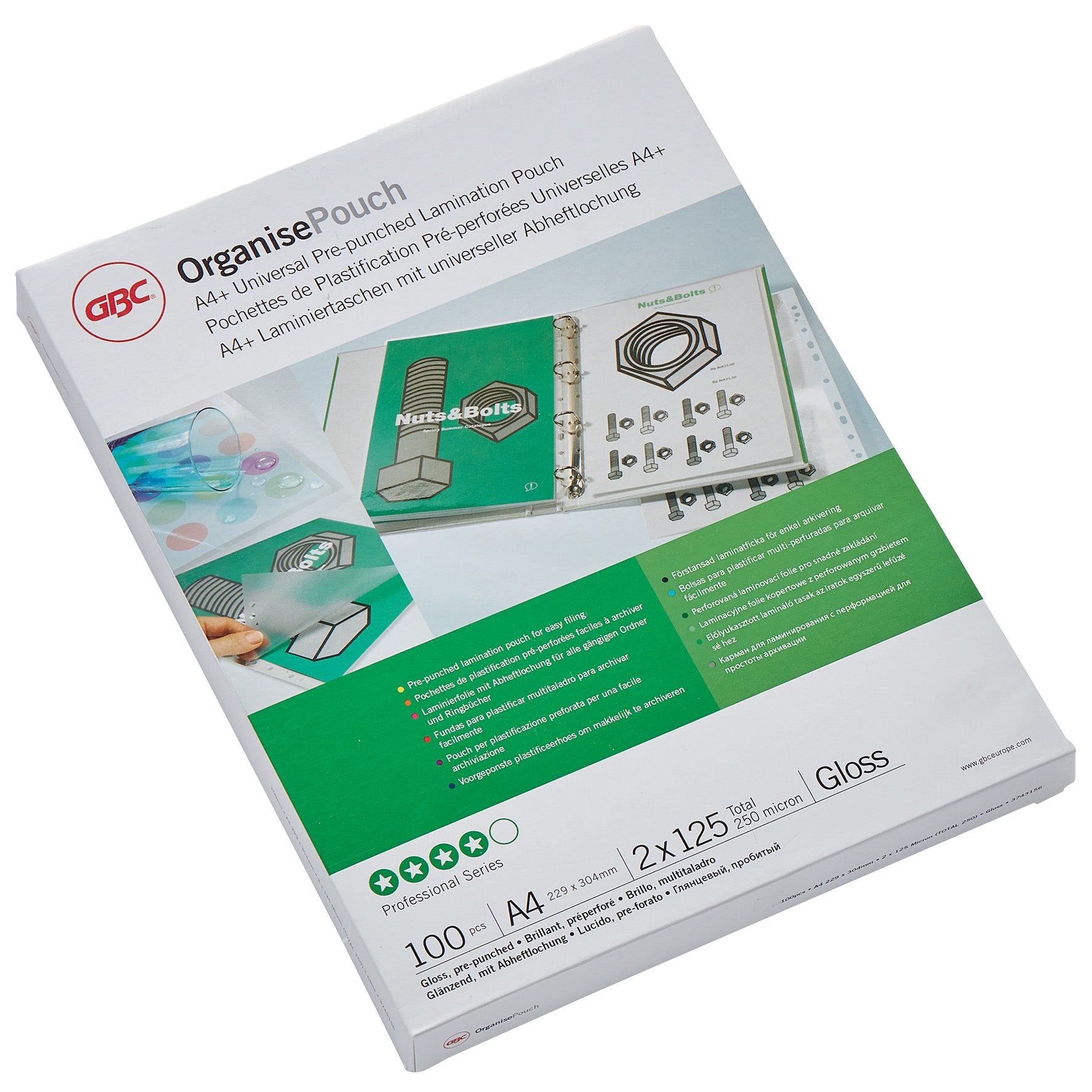 Lamineringsfickor A4 125 mikron gloss hålade 100/fp
