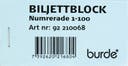 Biljettblock NR 1-100 Blå