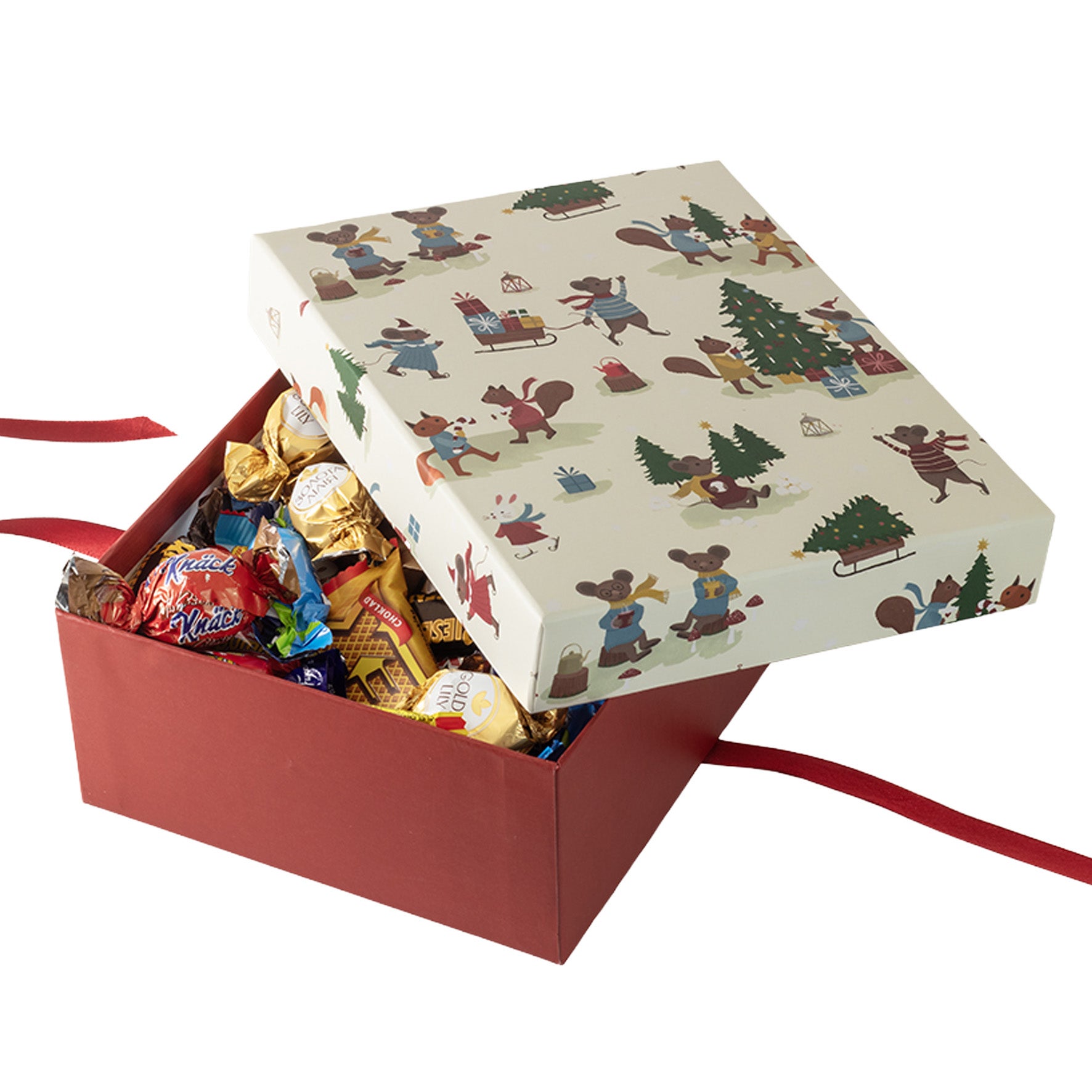 Julbox med inslaget godis 1000 g