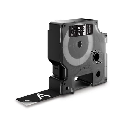 Märkband Dymo D1 vit/svart 19 mm