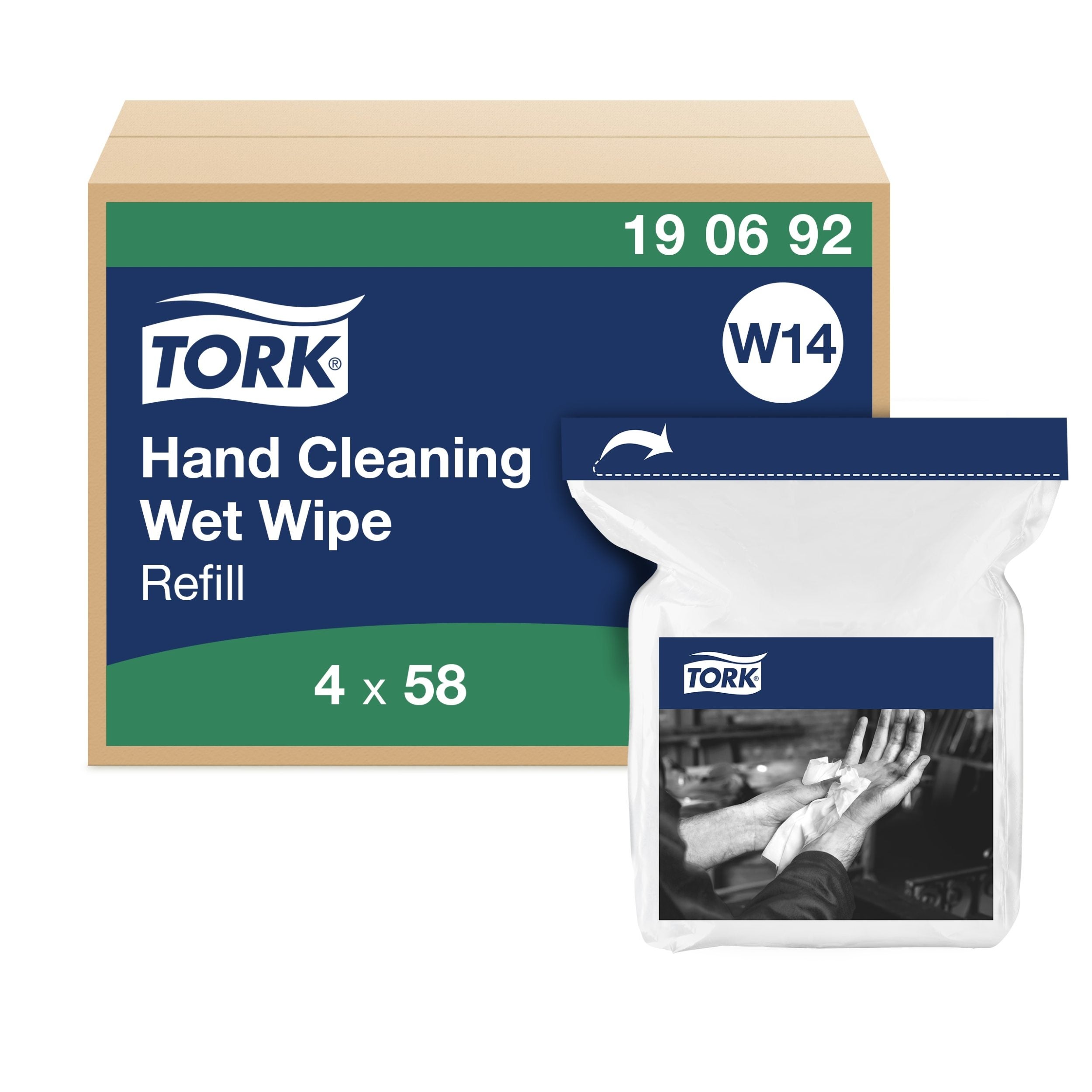 Våtdukar för handrengöring refill Tork W14 58-pack